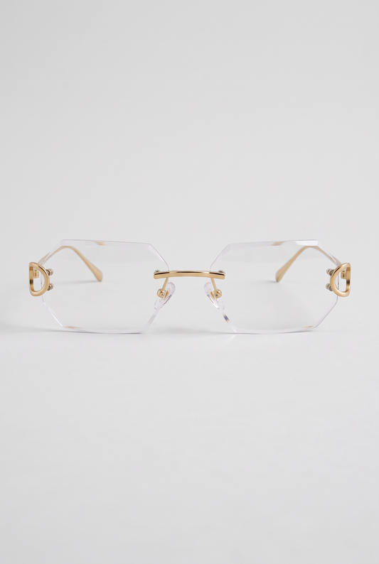Luxury Diamond Cut bril transparant met goudkleurig montuur - vooraanzicht
