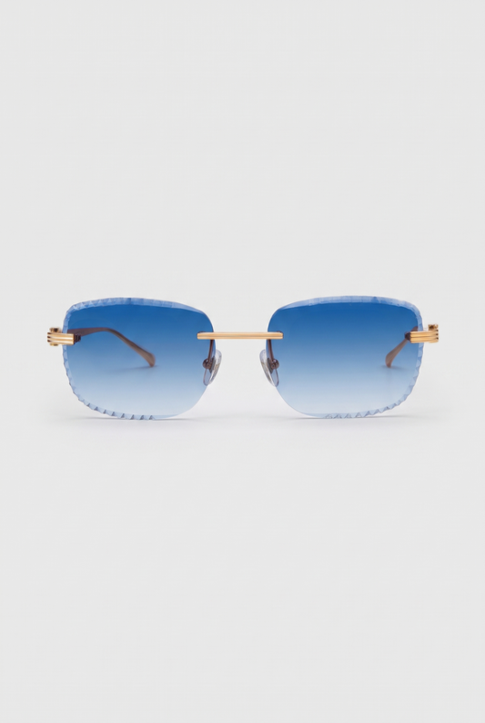 Eyewear Premium Diamond Cut zonnebril blauw met goud - vooraanzicht