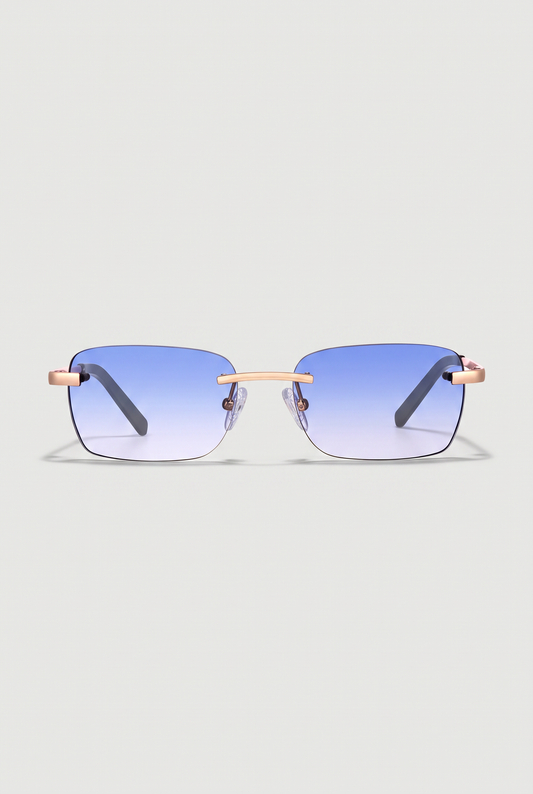 Astos Eyewear Blue Gradient zwarte poten - randloze zonnebril, vooraanzicht