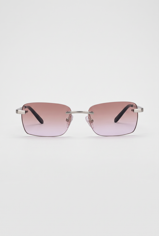 Men's Eyewear Brown Silver zonnebril bruin-roze glazen zilver montuur - vooraanzicht