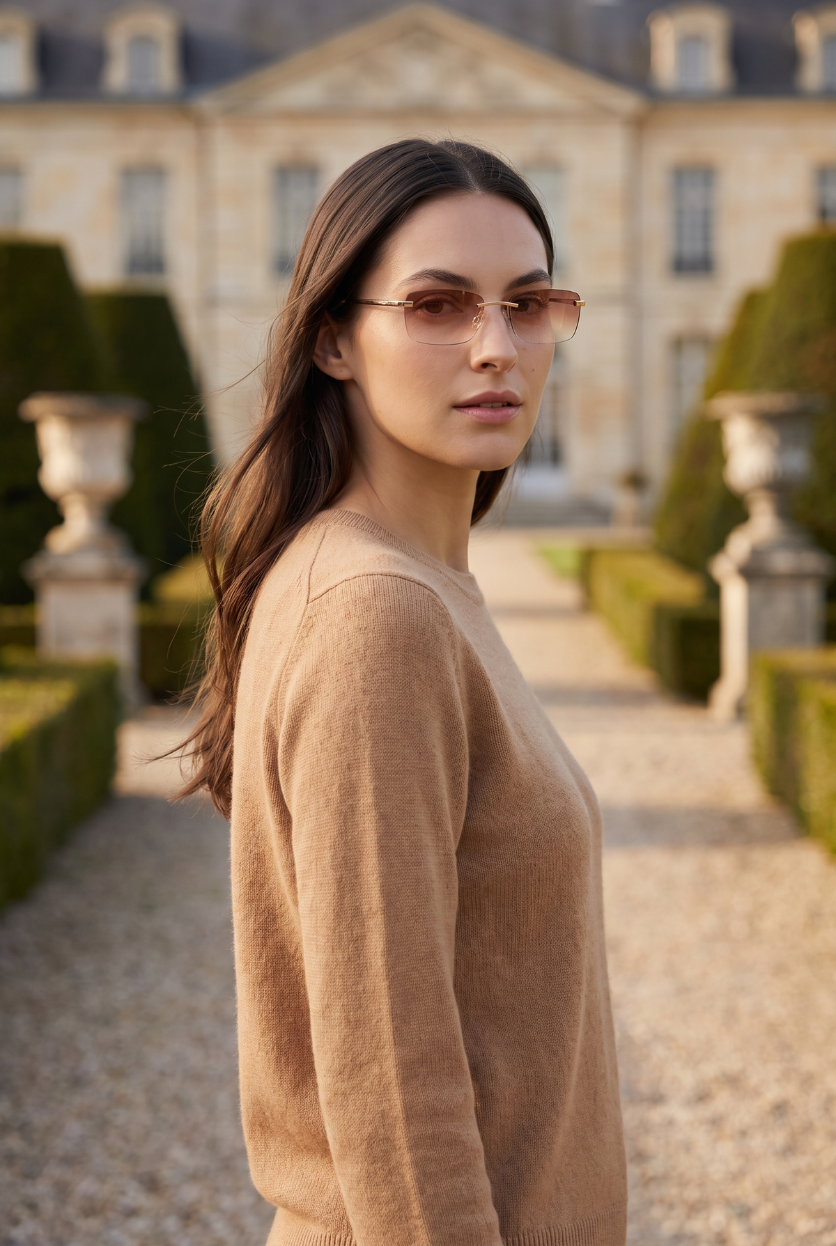 Astos Women's Eyewear Brown Gradient - lifestyle in kasteeltuin