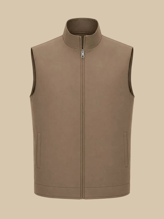 Tweezijdige bodywarmer beige, vooraanzicht