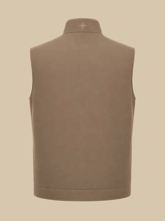 Tweezijdige bodywarmer beige, achteraanzicht