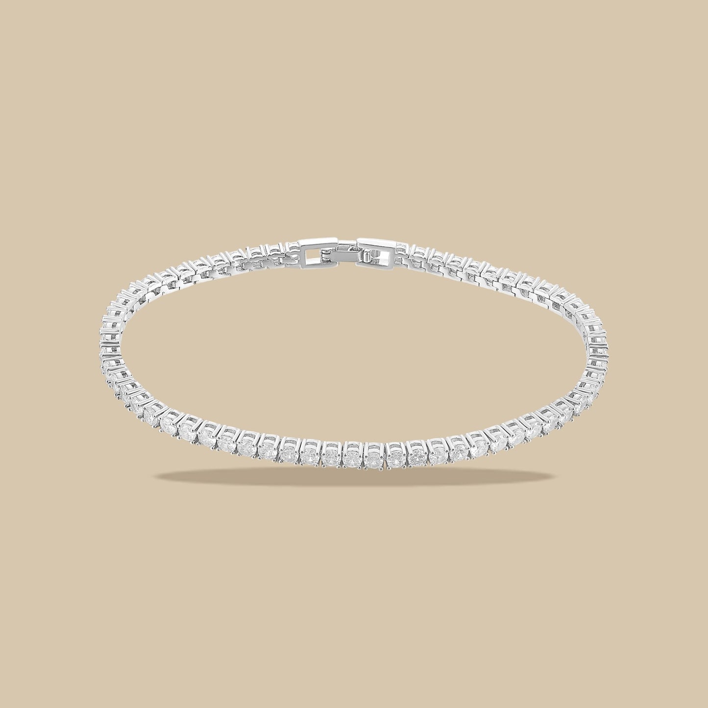 Pulsera de tenis - Chapada en oro blanco