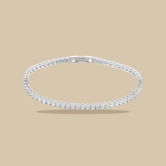 Pulsera de tenis - Chapada en oro blanco