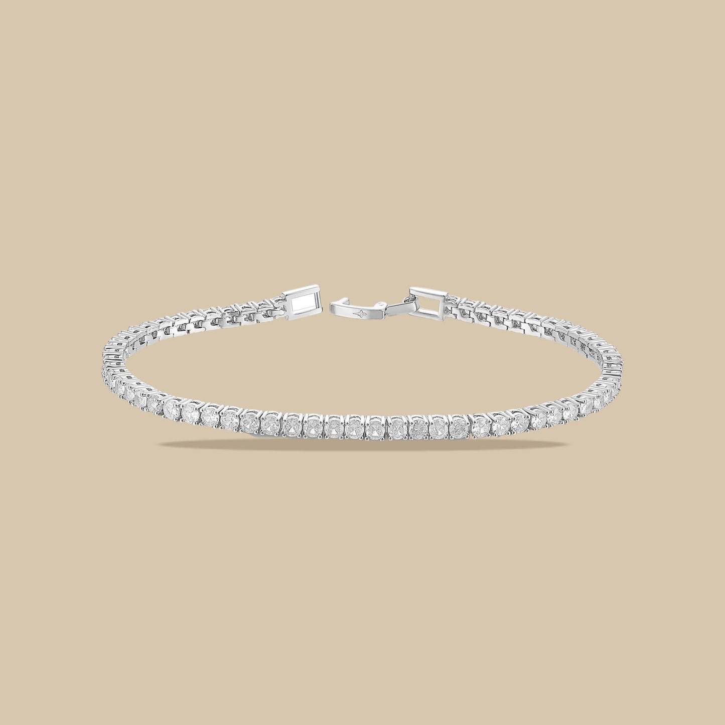Pulsera de tenis - Chapada en oro blanco