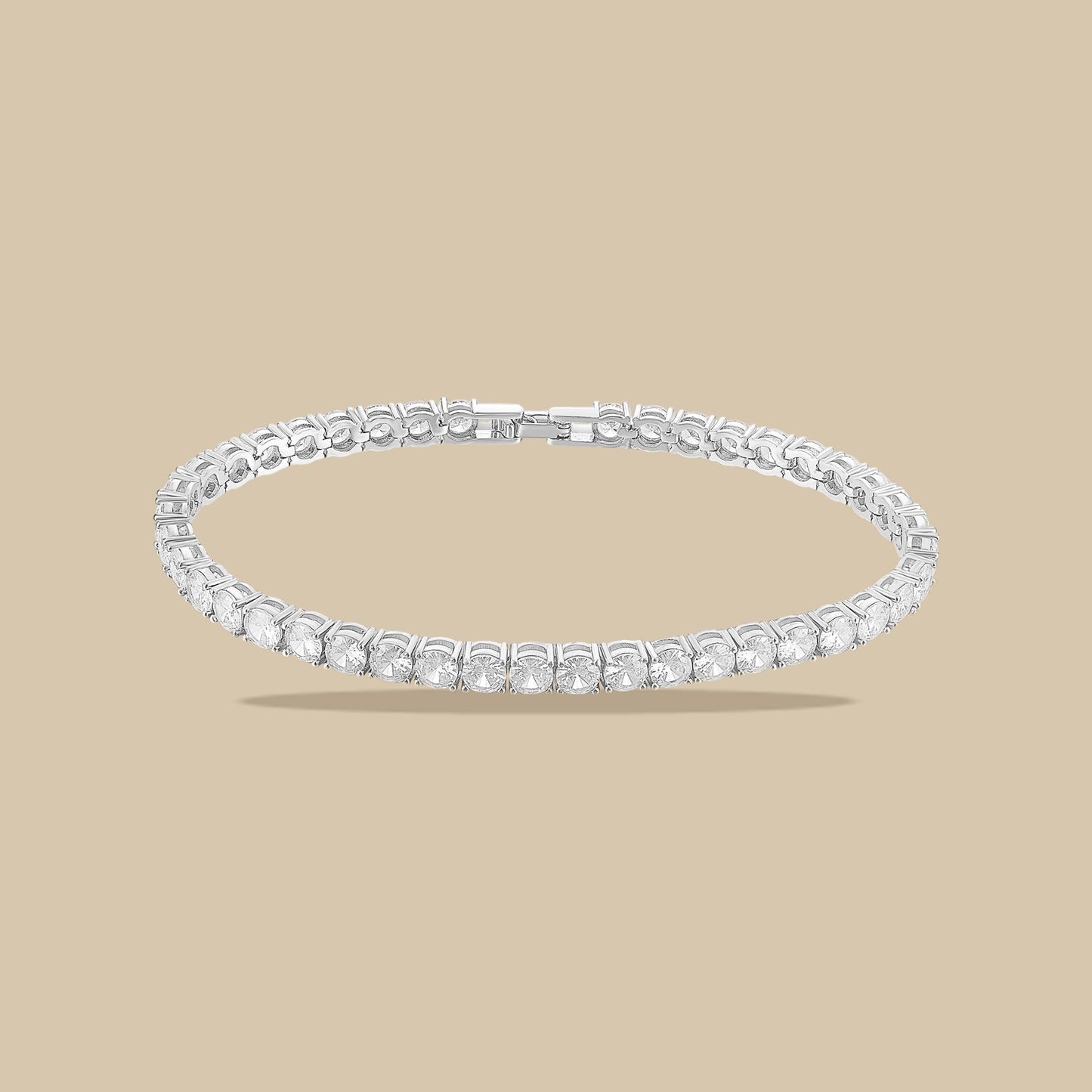 Pulsera de tenis - Chapada en oro blanco
