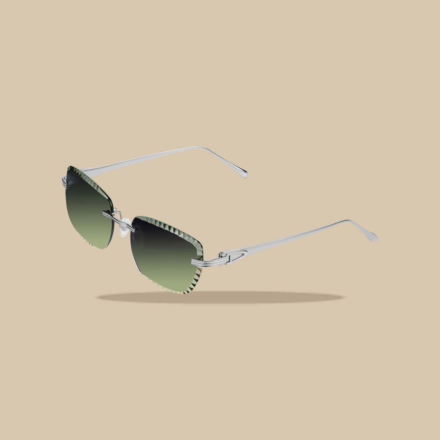 Brille Premium Diamond Cut Silber Grün