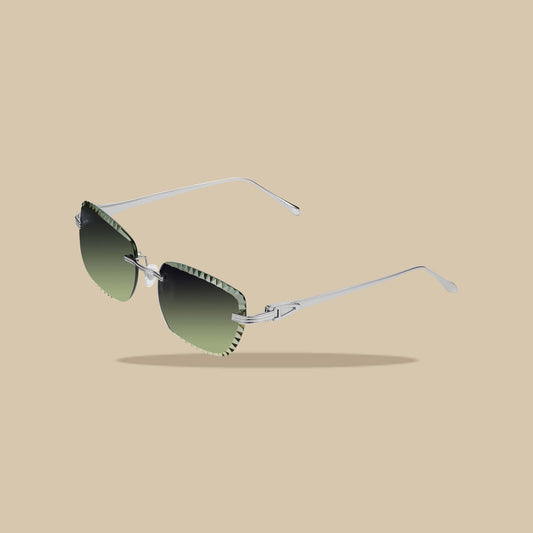 Brille Premium Diamond Cut Silber Grün