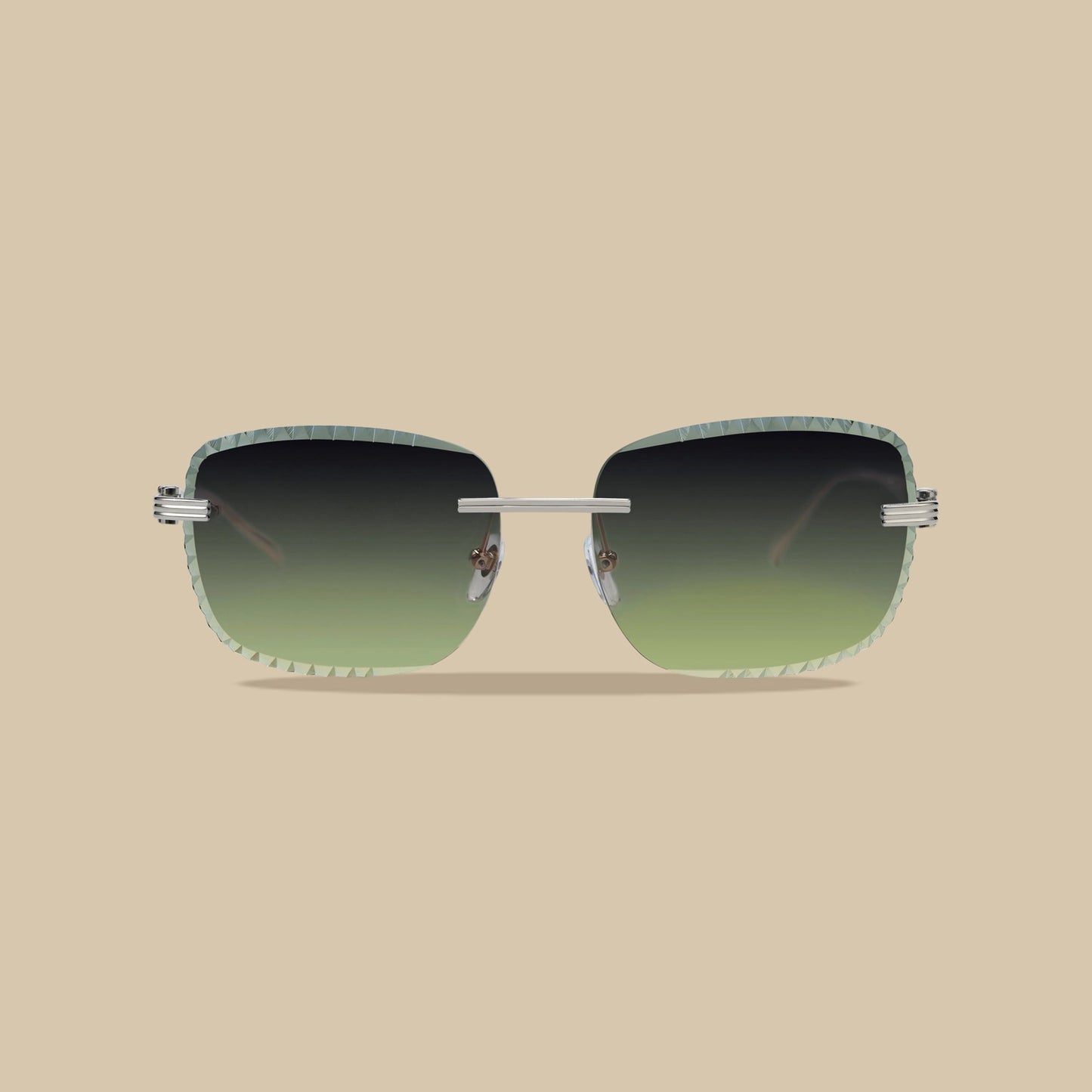 Brille Premium Diamond Cut Silber Grün