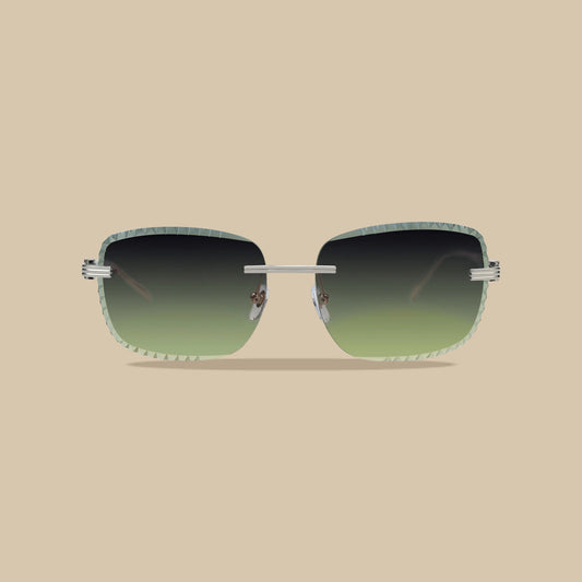 Brille Premium Diamond Cut Silber Grün