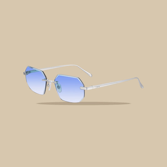 Brille Silber Diamond Cut Himmelblau