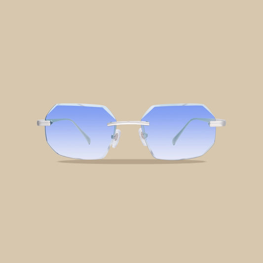 Brille Silber Diamond Cut Himmelblau