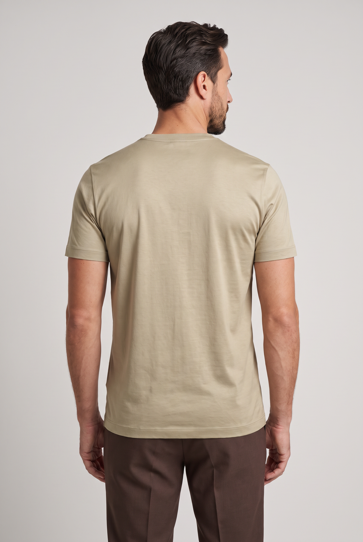 Premium glans shirt beige, achteraanzicht