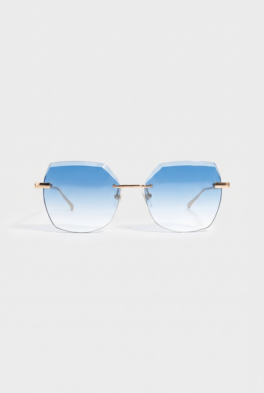Luxury Angel Diamond Cut zonnebril blauw met goud - vooraanzicht