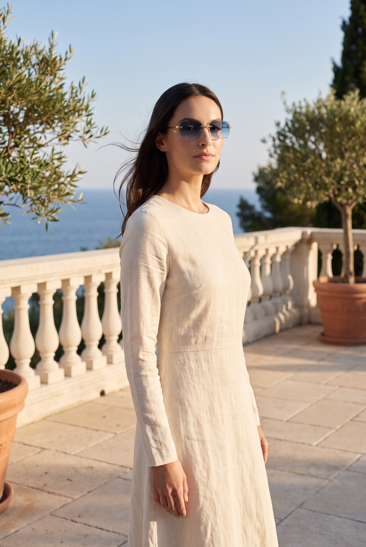 Eyewear Premium Diamond Cut zonnebril blauw - lifestyle op Rivièra-terras