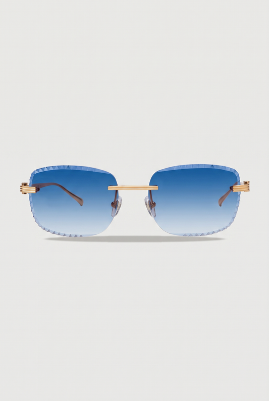 Eyewear Premium Diamond Cut zonnebril blauw met goud - vooraanzicht