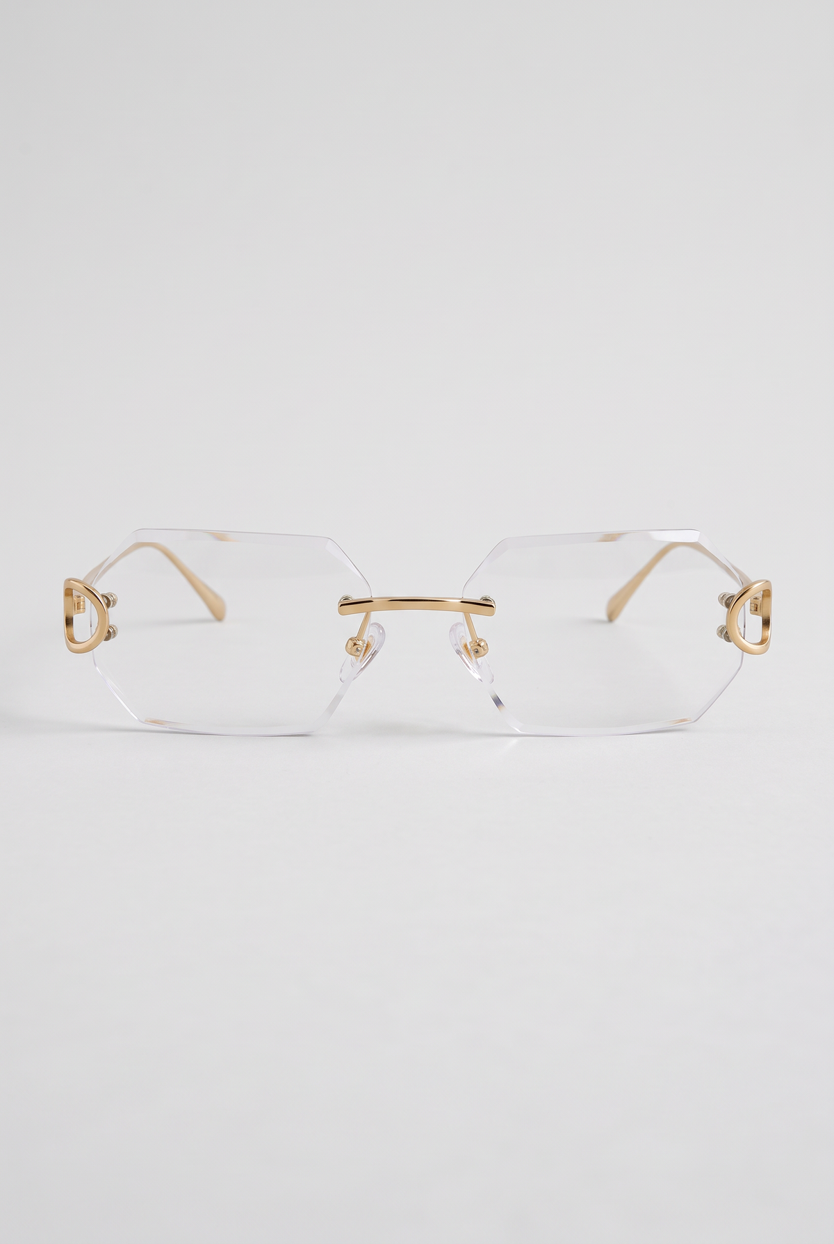 Luxury Diamond Cut bril transparant met goudkleurig montuur - vooraanzicht