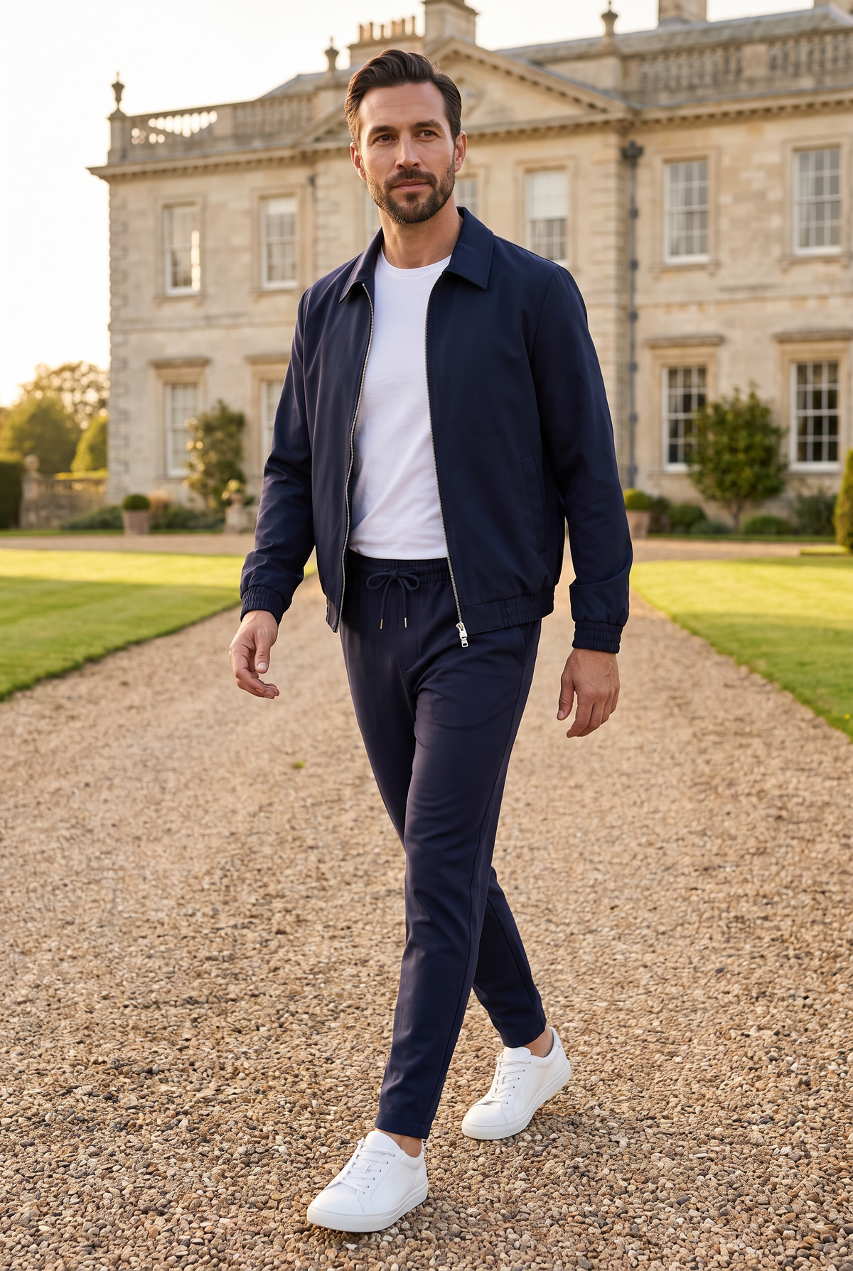 Astos tech suit navy - lifestyle voor landhuis