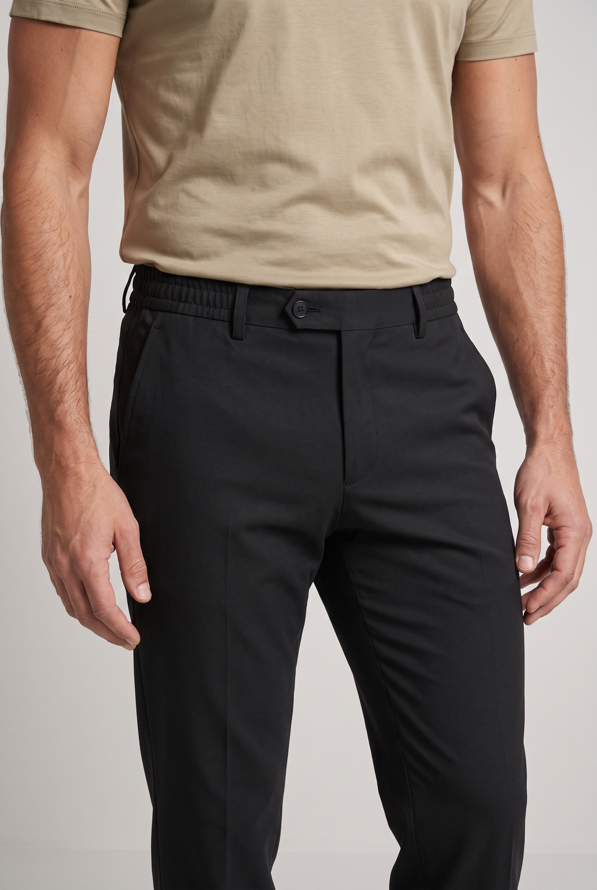 Premium pantalon zwart - detail tailleband en stof
