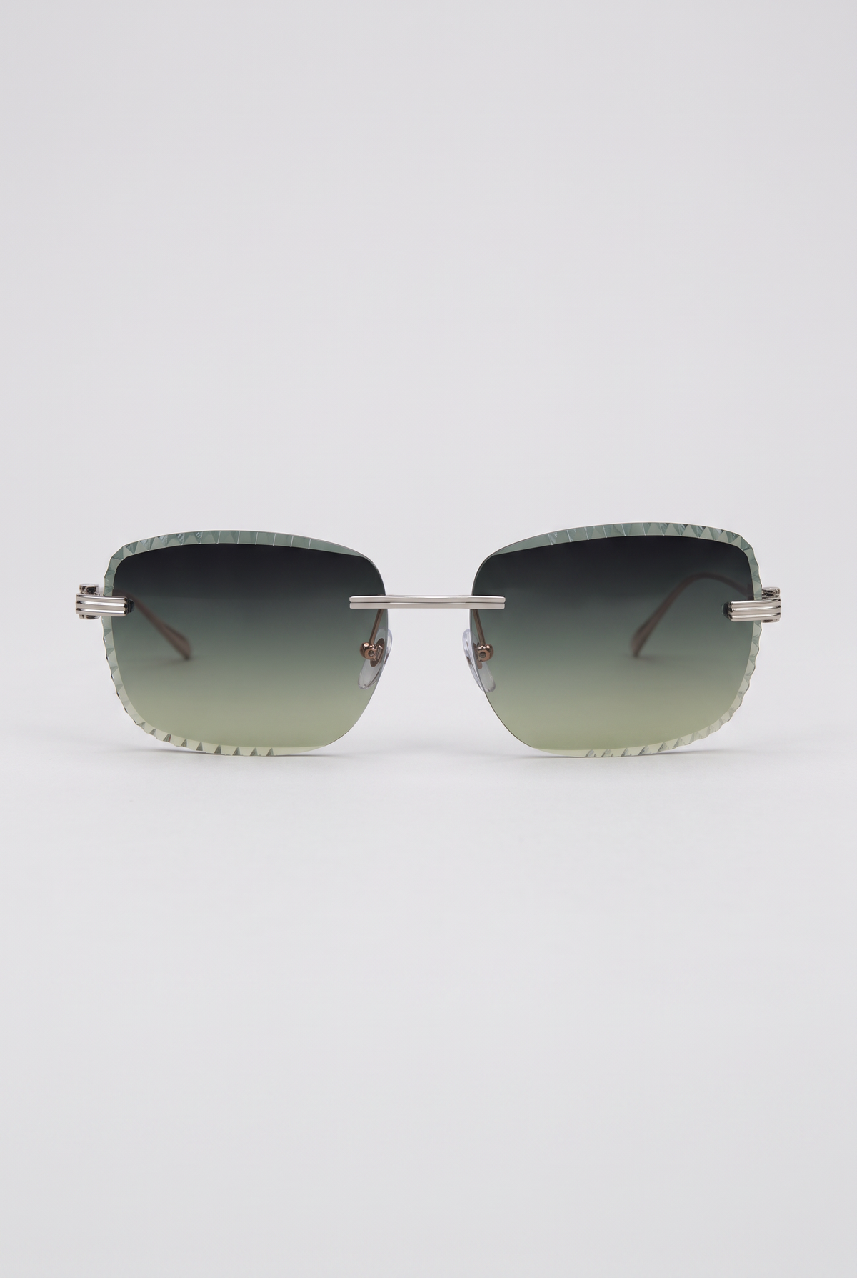 Eyewear Premium Diamond Cut zonnebril zilver met groene glazen - vooraanzicht