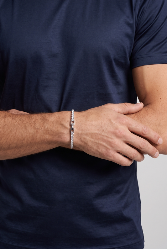 Astos tennis armband witgoud verguld - gedragen om de pols