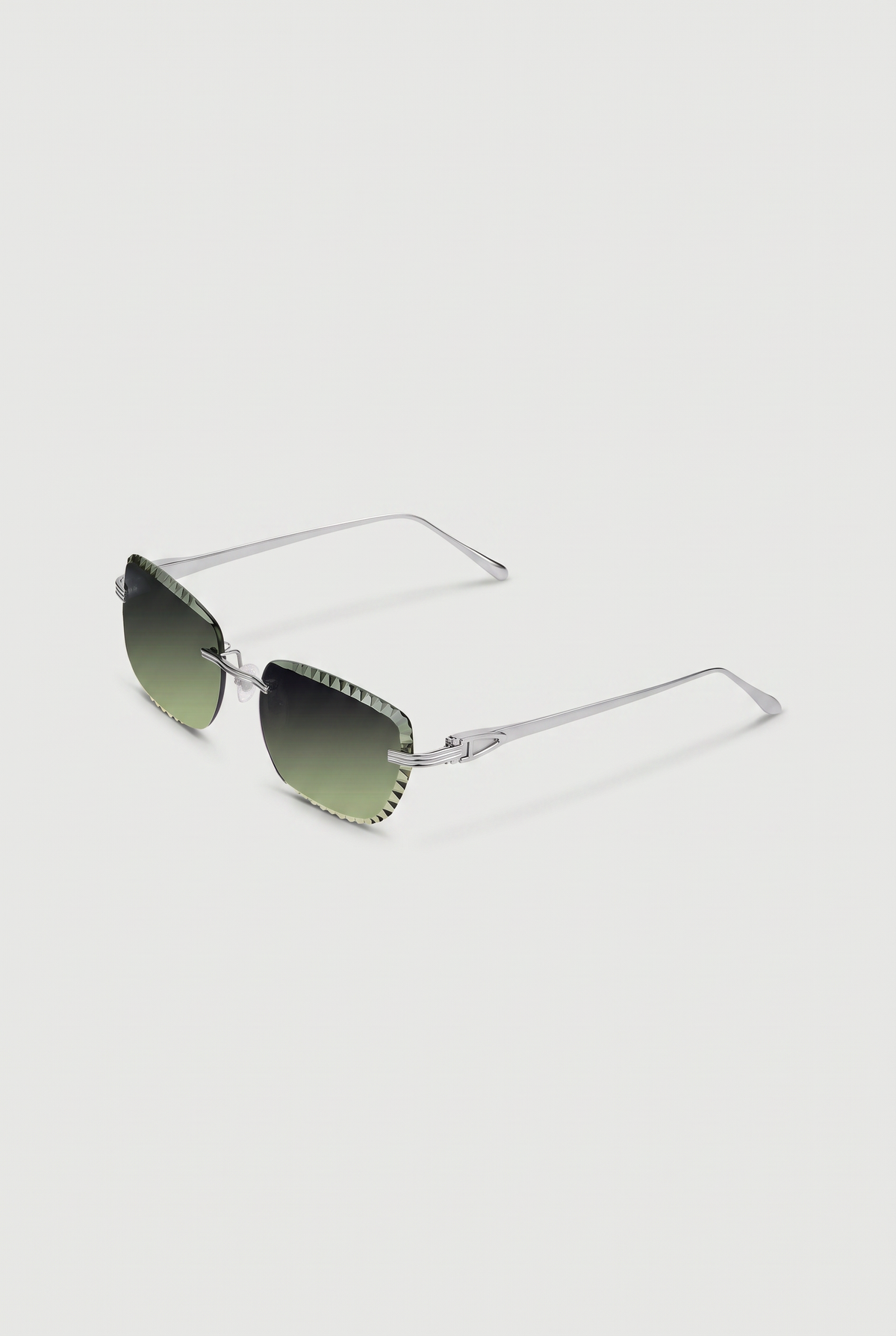 Eyewear Premium Diamond Cut zonnebril zilver met groene glazen - schuin aanzicht