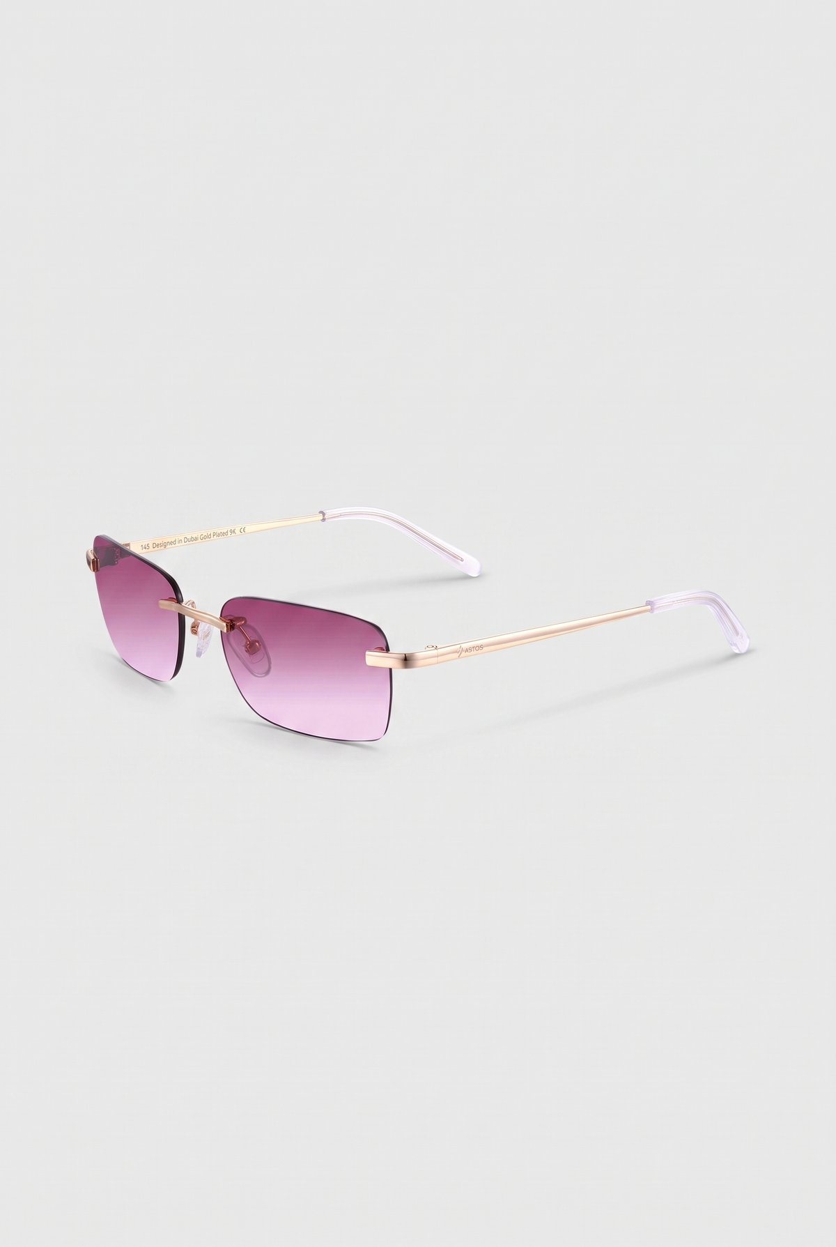 Astos Eyewear Bordeaux Gradient - randloze zonnebril, schuin aanzicht
