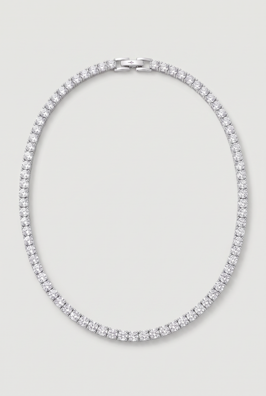 Astos tennis ketting witgoud verguld - productfoto met sluiting