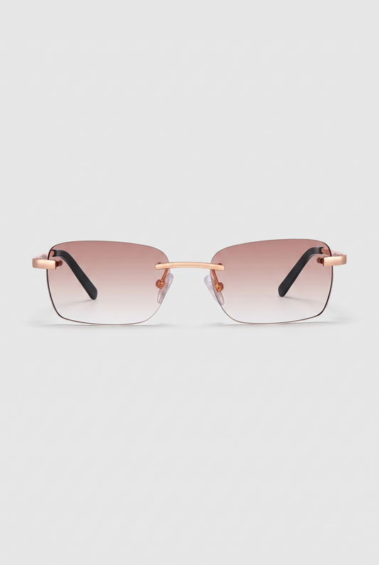 Astos Eyewear Brown Gradient zwarte poten - randloze zonnebril, vooraanzicht