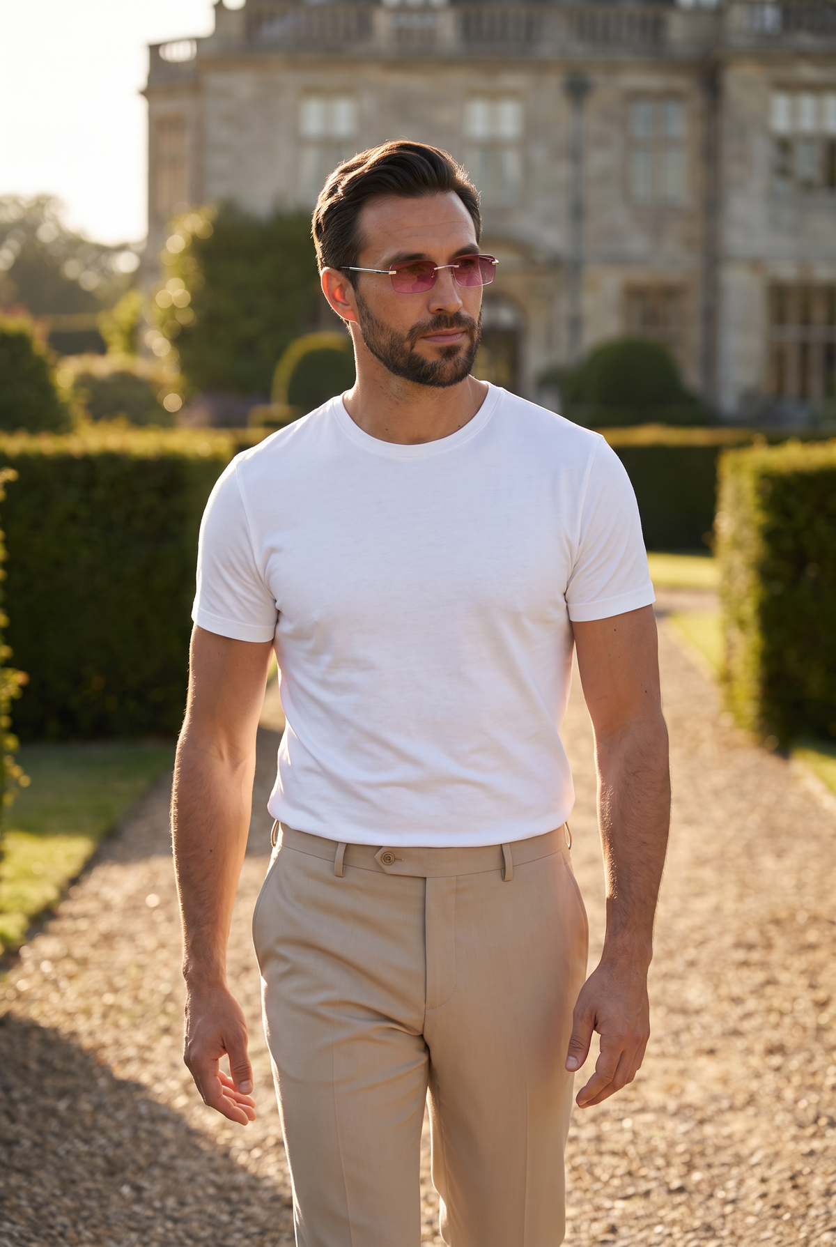 Eyewear Bordeaux Silver zonnebril - lifestyle in landgoedtuin