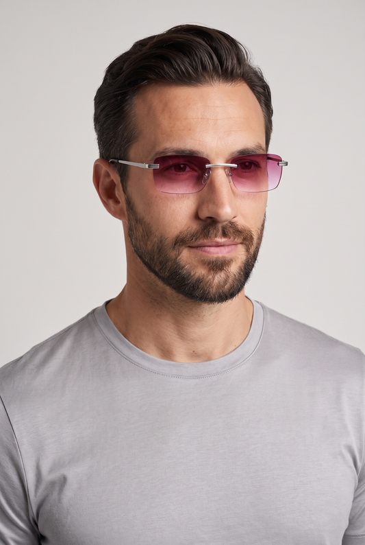 Eyewear Bordeaux Silver zonnebril - gedragen door model, studio
