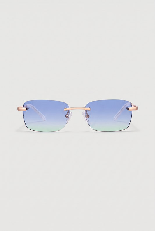 Astos Eyewear Blue Gradient witte poten - randloze zonnebril, vooraanzicht
