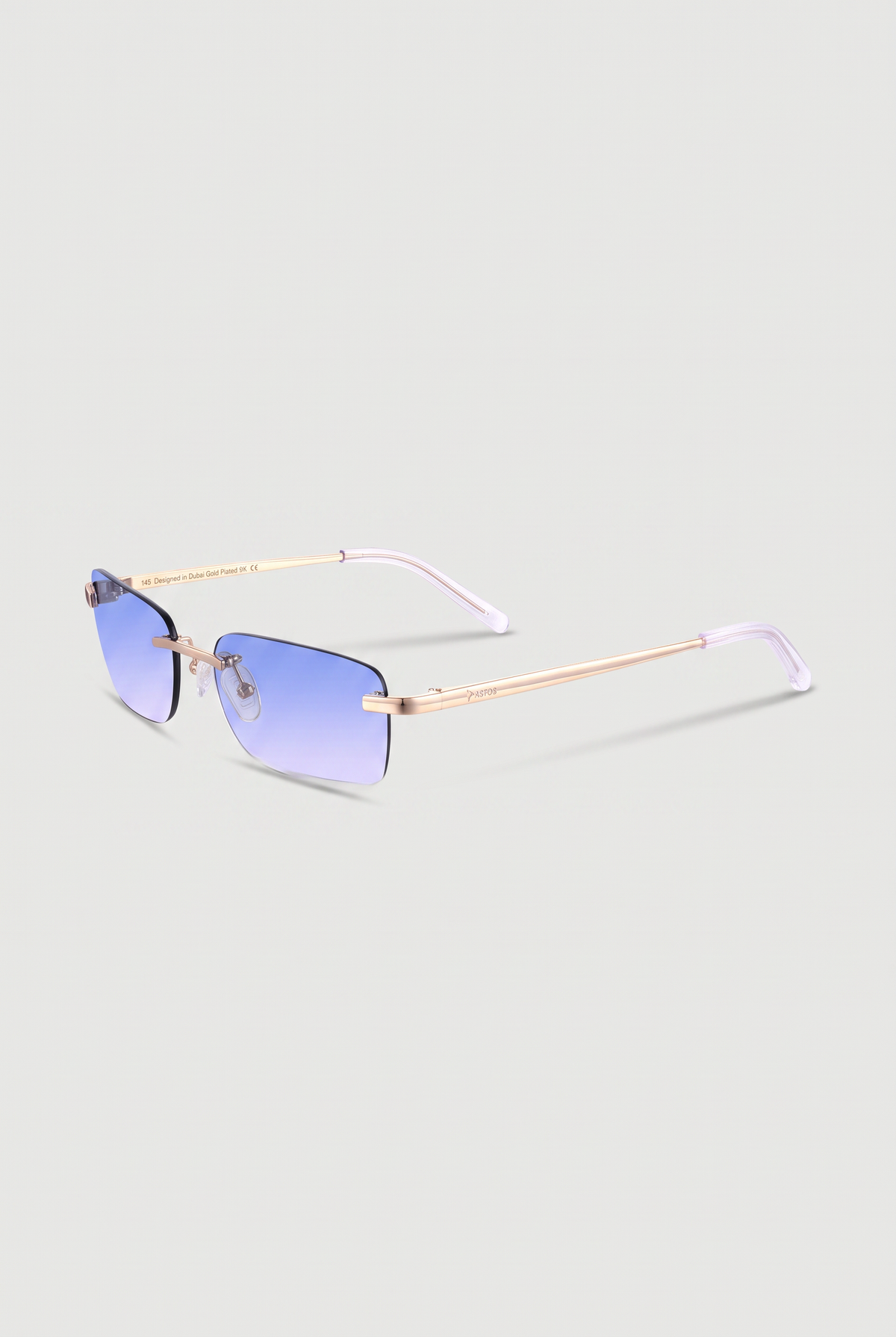 Astos Eyewear Light Blue Gradient - randloze zonnebril, schuin aanzicht