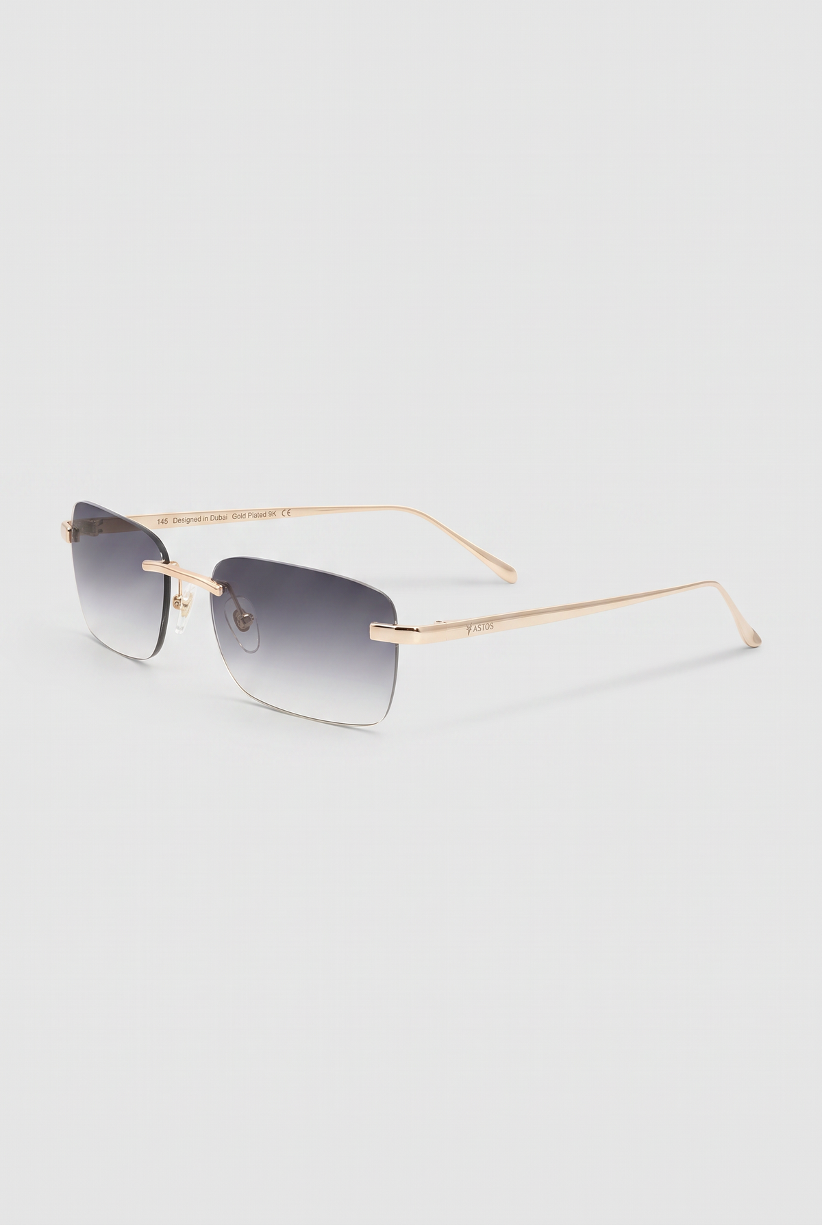 Astos Eyewear Black Gradient - randloze zonnebril, schuin aanzicht