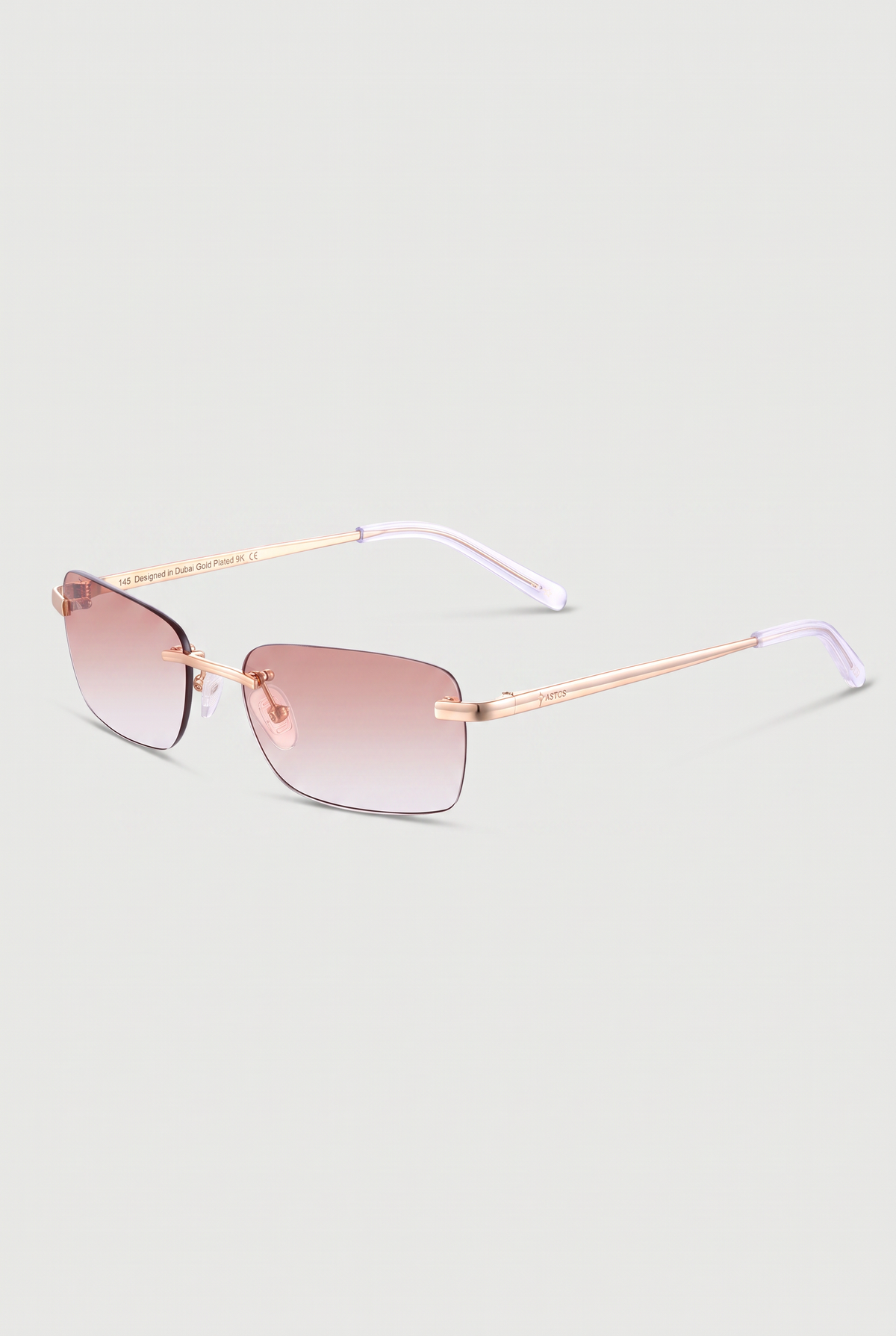 Astos Women's Eyewear Brown Gradient - randloze zonnebril, schuin aanzicht