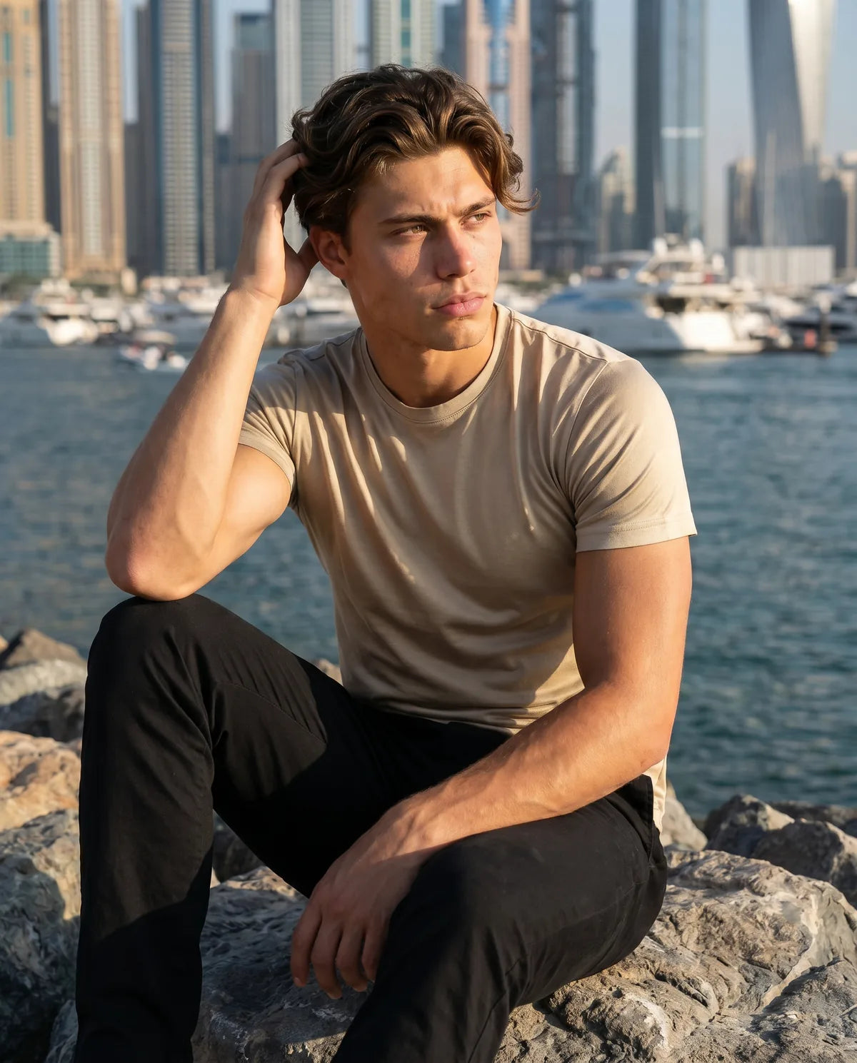 Premium glans shirt - Beige