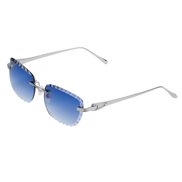 Women's Eyewear Premium Diamond Cut Silver Dark Blue