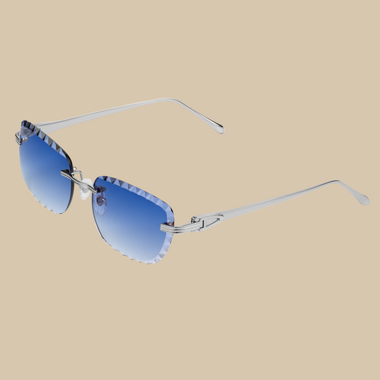 Eyewear Premium Diamond Cut Silver Dark Blue