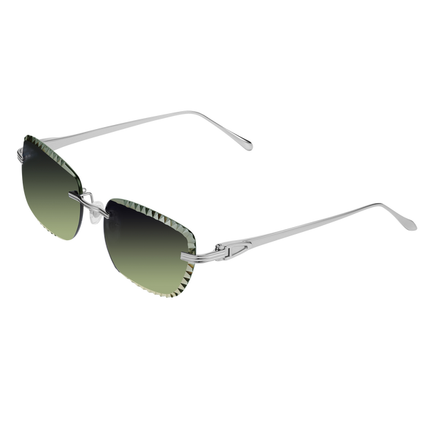 Women's Eyewear Premium Diamond Cut Silver Green