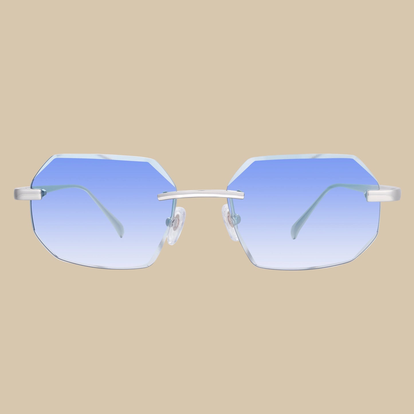 Eyewear Silver Diamond Cut Sky Blue