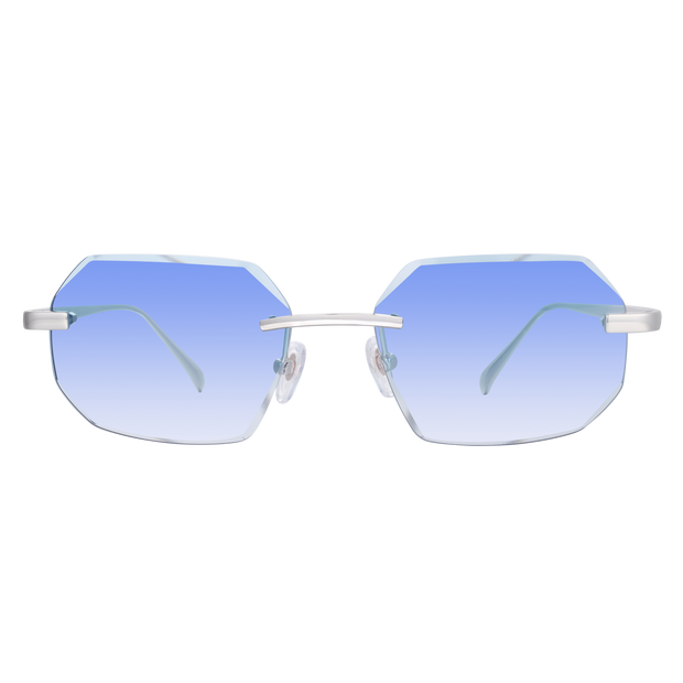 Men's Eyewear Silver Diamond Cut Sky Blue