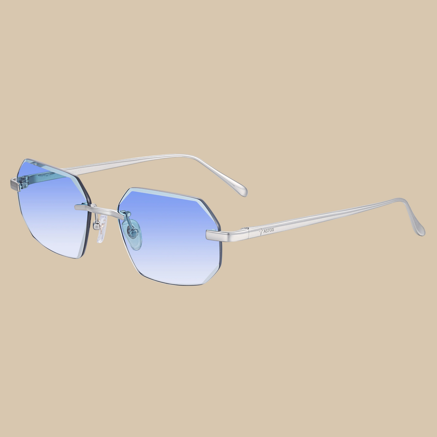 Eyewear Silver Diamond Cut Sky Blue